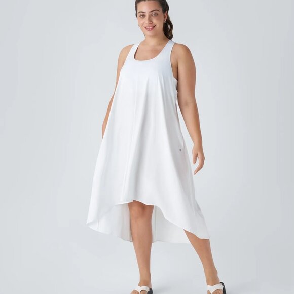 Breezeful Backless Racerback Side Pocket High Low Flowy Midi Quick Dry Casual - Picture 2 of 5